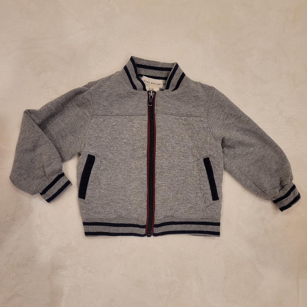 🧸2/20$ Rory Whelan Gray Kid's Bomber Jacket Sweater Quilted 12M